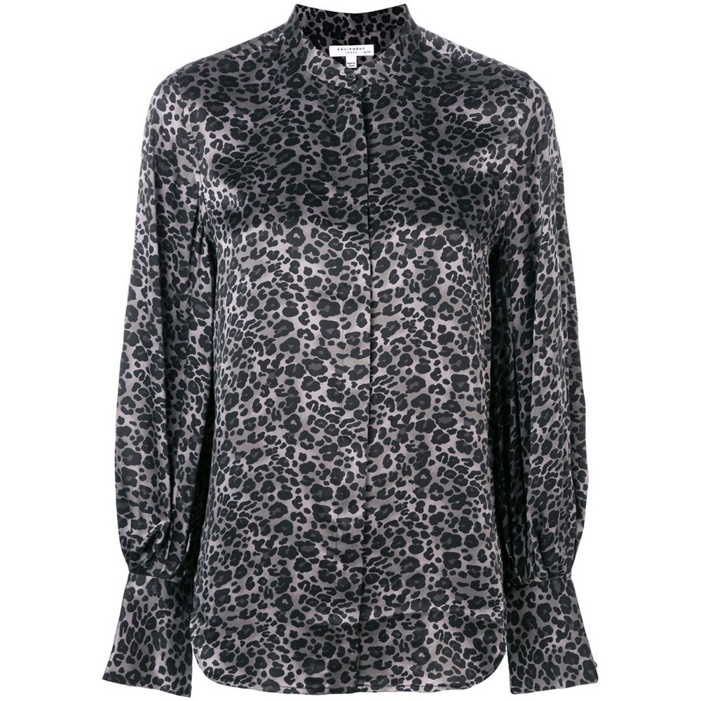 EQUIPMENT Animal Leopard Print Silk Boleyn Bouse S​